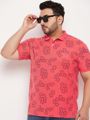 GETGOLF Printed Men Polo Neck Orange T-Shirt