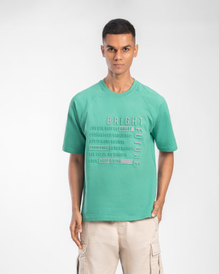 VIRGEIN Typography Men Round Neck Light Green T-Shirt