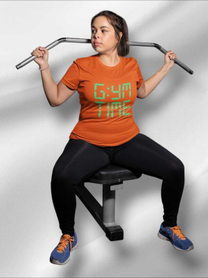 Clori Printed Women Round Neck Orange T-Shirt