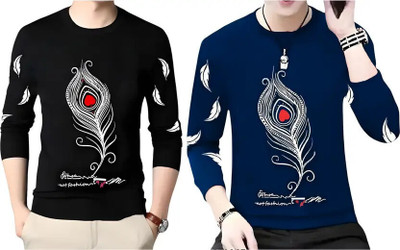 Zoby Printed Men Round Neck Multicolor T-Shirt