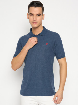 DUKE Solid Men Polo Neck Blue T-Shirt