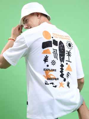HIGHLANDER Printed, Typography Men Round Neck White T-Shirt