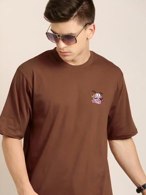 Jack Paris Printed Men Round Neck Brown T-Shirt