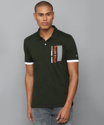 Allen Solly Printed Men Polo Neck Green T-Shirt