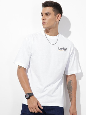 Roadster Graphic Print Men Round Neck White T-Shirt