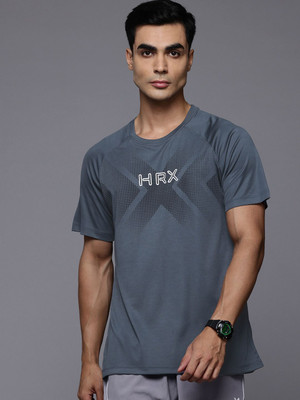 HRX by Hrithik Roshan Printed Men Round Neck Blue T-Shirt