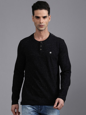 WROGN Solid Men Henley Neck Black, White T-Shirt