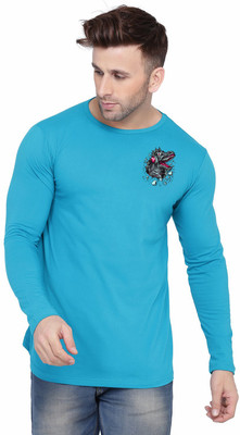 GEUM Printed Men Round Neck Light Green T-Shirt
