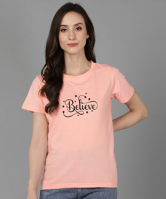 Adyavastram Solid Women Round Neck Pink T-Shirt