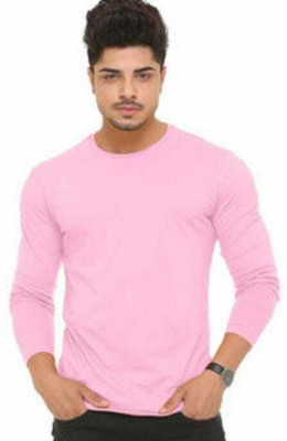RDS ENTERPRISES Solid Men Round Neck Pink T-Shirt
