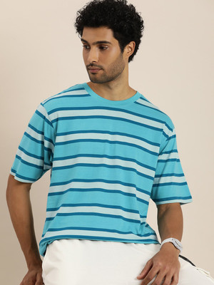 DIFFERENCE OF OPINION Striped Men Round Neck Multicolor T-Shirt