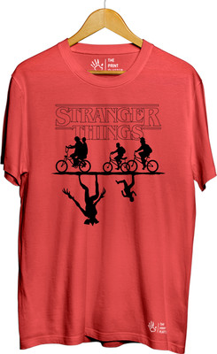 THE PRINT PLATTER Printed Men Round Neck Red T-Shirt