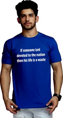 J hind creations Printed Men Round Neck Blue T-Shirt