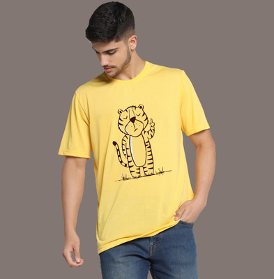 METRONAUT Printed, Typography Men Round Neck Yellow T-Shirt