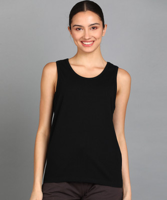 SHARKTRIBE Solid Women Round Neck Black T-Shirt