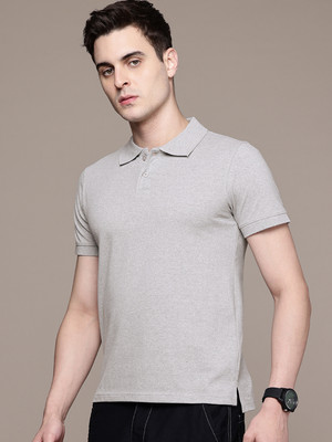 METRONAUT Solid Men Polo Neck Grey T-Shirt