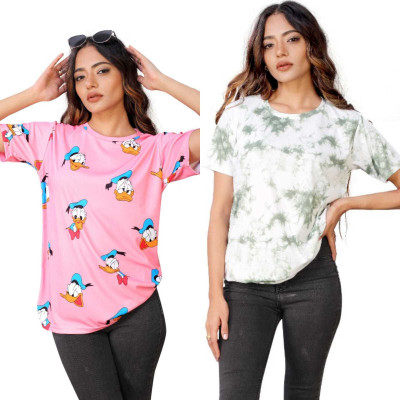 Apache Printed Women Round Neck Multicolor T-Shirt