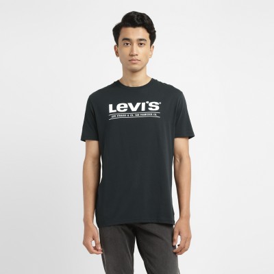 LEVI'S Typography Men Round Neck Black T-Shirt