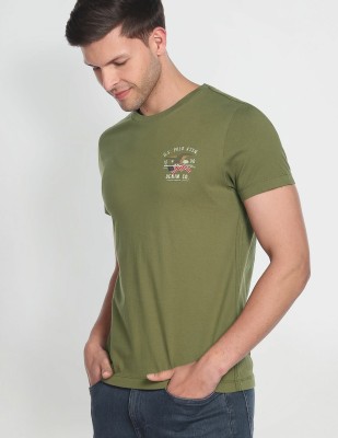 U.S. Polo Assn. Denim Co. Solid Men Round Neck Green T-Shirt