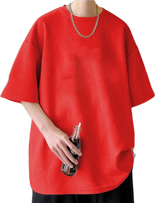 Cool Plus Solid Men Round Neck Red T-Shirt