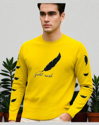FASHIUM Printed Men Round Neck Yellow T-Shirt