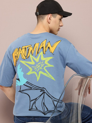 Kook N Keech Batman Printed Men Crew Neck Blue T-Shirt