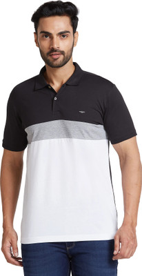 PARX Colorblock Men Polo Neck Black T-Shirt