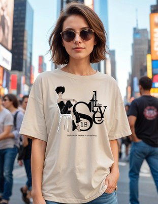 Smartees Printed Women Round Neck Beige T-Shirt