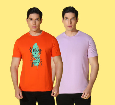 WOOSTRO Printed Men Round Neck Multicolor T-Shirt