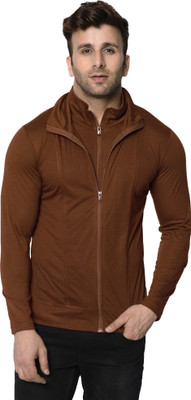 Tresna Trending Solid Men Polo Neck Brown T-Shirt