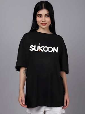 Moda Rapido Graphic Print Women Round Neck Black T-Shirt