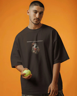 Incrroect Printed Men Round Neck Brown T-Shirt