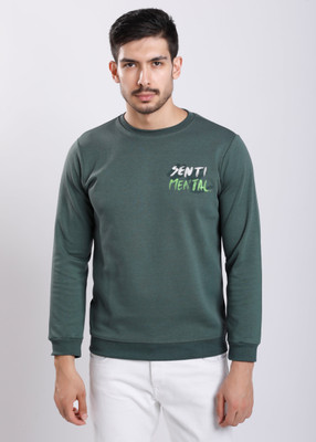 HIGHTRIBE Printed Men Round Neck Dark Green T-Shirt