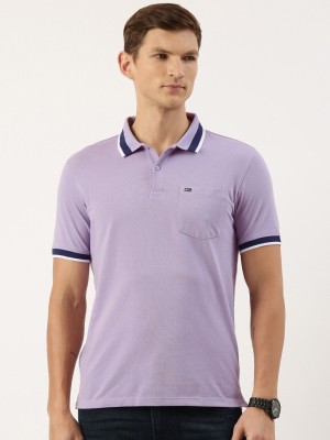 PETER ENGLAND Solid Men Henley Neck Purple T-Shirt
