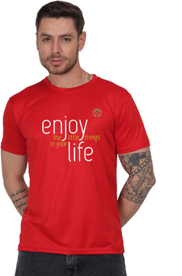 SOLBLOOMS Printed Men Round Neck Red T-Shirt