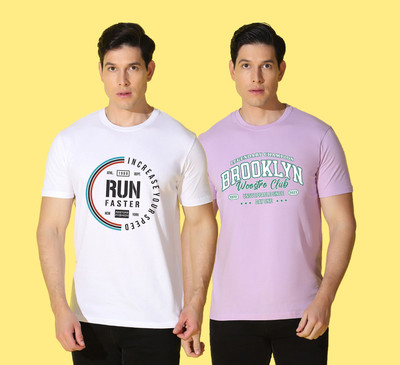 WOOSTRO Printed Men Round Neck Multicolor T-Shirt