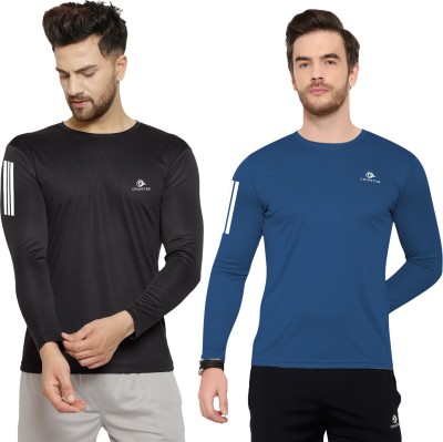 Cruister Sporty Men Round Neck Dark Blue, Black T-Shirt