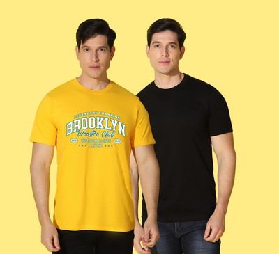 WOOSTRO Printed, Solid Men Round Neck Multicolor T-Shirt