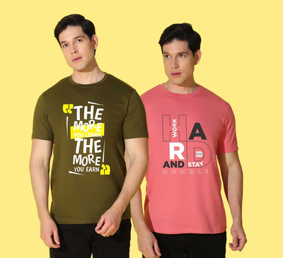 WOOSTRO Printed Men Round Neck Multicolor T-Shirt