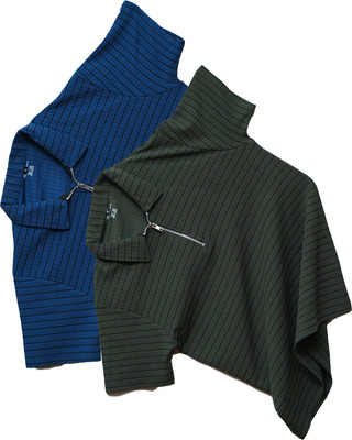 N AND J Striped Men Polo Neck Blue, Green T-Shirt