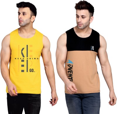 Cryptic Graphic Print Men Round Neck Yellow, Black, Beige T-Shirt