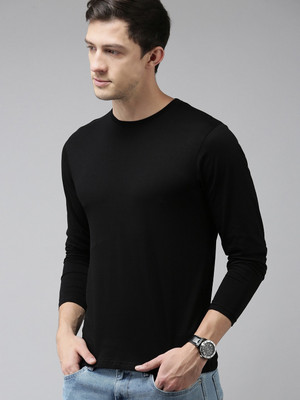 OrrganicChics Solid Men Round Neck Black T-Shirt