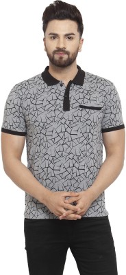 Wild West Printed Men Polo Neck Grey T-Shirt