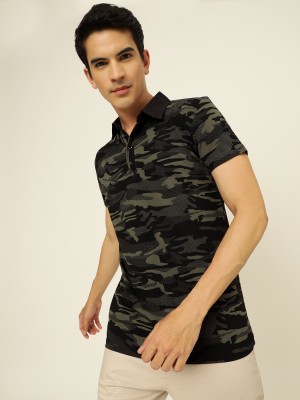 Blackhatch Printed Men Polo Neck Multicolor T-Shirt