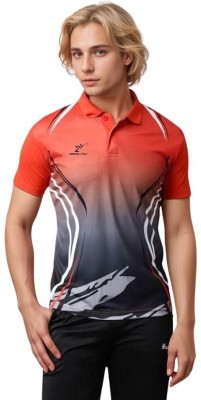 lookswala Printed Men Polo Neck Red T-Shirt