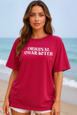 Kings London Geometric Print Women Round Neck Red T-Shirt
