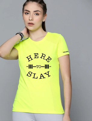 SPOWEARY Typography Women Round Neck Light Green T-Shirt
