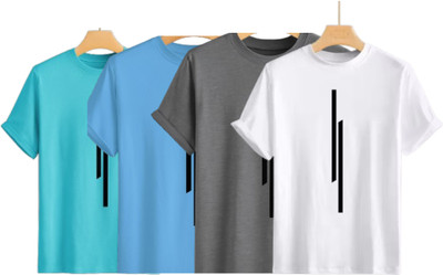 MISTY COLLECTION Printed Men Round Neck White, Grey, Light Blue, Light Green T-Shirt