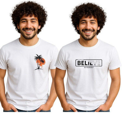 Attirea Graphic Print Men Round Neck White T-Shirt