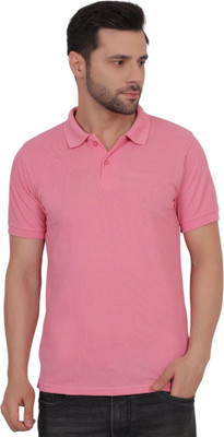 CLUBGREEN Solid Men Polo Neck Pink T-Shirt